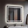 LUVODI Specchio da Bagno con LED: Retroilluminato + Frontale Luce 80cm Specchio Quadrato Bagno Parete 3 Pulsante Touch Dimmerabile, Antiappanamento, Funzione Memoria IP56, Orizzontale Verticale