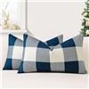 JOTOM Set di 2 Federe per Cuscini 40x60cm Copricuscini Di Natale Agriturismo Classico Plaid Decorativo Cuscini Divano Arredamento per la Casa per Divano Soggiorno Letto (Blu Navy)