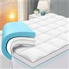 Autsel 2 in 1 Topper in Memory Foam con Topper Materasso 140x200cm Topper Matrimoniale in Schiuma Gel Anti-Pressione Coprimaterasso
