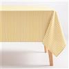 GAMUSI Tovaglia antimacchia rettangolare tessuto cotone impermeabile a righe giallo, 160 x 300 cm