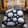 Loussiesd Pallavolo Giù Consolatore 3D Giochi di Pallavolo Set Biancheria Da Letto Palla Giù Consolatore per Bambini Ragazzi Ragazze Microfibra Sport Nero Bianco Trapunta Inserto/Trapunta 135x200cm Formato