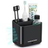 toprance Portaspazzolino nero antiscivolo da bagno organizer per spazzolino da denti con 4 fessure per spazzolini elettrici e dentifricio