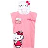 Hello Kitty Asciugamani Bagno con Cappuccio per Bambina Telo Mare Piscina Poncho Cinnamoroll Kuromi Assorbente Kawaii Asciugamano Cotone (Rosa Poncho Hello Kitty, 4-9 Anni)