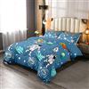 Loussiesd Set di biancheria da letto con astronauta a cartoni animati per bambini ragazzi ragazze galassia cosmonauta piumino traspirante spazio esterno avventura Trapuntaper letto 135x200cm