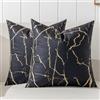 Jayusaror Federe Cuscini Divano 45 x 45 Nero e Oro Primavera Morbido Velluto Marmo Astratto Fodera Cuscino Geometrico Lavabile Decorativo Moderno Copricuscini per Soggiorno Balcone 2 Pezzi