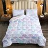 Loussiesd Set Trapunta con motivo a scaglie di pesce, per bambini, ragazzi, ragazze, adolescenti, oceaniche, marine, piumino, 3 pezzi, colore bianco