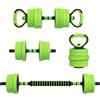SPORTNOW Set Pesi da Palestra 4 in 1 da 40kg Totali in Plastica e Sabbia, Set Manubri Regolabili Utilizzabile come Kettlebell, 2 Manubri, Bilanciere e Supporto per Flessioni, Verde