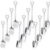 OT-NVWOZR Set di 12 cucchiai da vanga in acciaio inox, cucchiai da dessert creativi, cucchiaini da caffè, cucchiai da dessert al gelato, forchette da dolce, utensili a forma di pala, cucchiai da