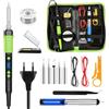 YEEHONEC Kit Saldatore a Stagno 90W LCD Riscaldamento Rapido 180-500°C, Standby Automatico,Kit Completo con 5 Testine, Filo per Saldatura, Pinzette,Pompa Dissaldante e Supporto per Saldatore