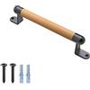 Dolibest 25cm Corrimano in legno, Maniglia per cancello di recinzione in legno, 2 supporti in metallo resistenti, Maniglia per porta scorrevole resistente per cancello, porta del fienile, armadio