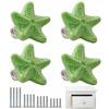 MayGreeny 4 Pomoli in ceramica a forma di stella marina per armadietti, pomelli per mobili per bambini, pomelli per armadio, maniglie per mobili, Pomelli Cucina con 4 Dimensioni Vite (Verde)