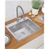 Sofetiy Lavello da cucina 50 x 45 cm, in acciaio inox, moderno lavello da incasso, colore nero, con 2 fori per rubinetto, per sottolavello a partire da 50 cm, in acciaio inox SUS 304, con sifone