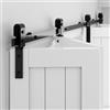 WINSOON Kit per porta scorrevole a due ante scorrevoli da 183 cm, Nero, per armadio, con rullo, per interni, quattro porte in legno da 43 cm