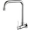 Happymore Rubinetto monoblocco in cromo con rotazione a 360° per rubinetto da cucina, 6 tipi Montato a parete Montato a parete per acqua fredda Rubinetto da cucina girevole universale per verdure - Argentato