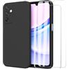 MOONESS Cover per Samsung Galaxy S22 5G Custodia,Con 2 Pellicola Vetro Temperato Morbida Sottile Liquid TPU Case per Samsung Galaxy S22 5G - Nero
