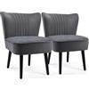 COSTWAY 2 Sedie da Salotto in Velluto, Poltrona Elegante con Gambe in Legno di Gomma e Cuscinetti Antiscivolo, Sedia senza Braccio per Soggiorno, Studio e Camera da Letto