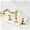 ZYCDP Rubinetto a Tre Fori per Lavabo da Bagno Retrò, Miscelatore Lavabo Bagno Ottone Vintage 2 Manopole Rubinetti Bagno Caldo e Freddo Oro