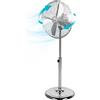 Wintem - Ventilatore a Piantana Regolabile in Acciaio Cromato 50W con 3 Velocità, Oscillazione Automatica e Altezza 100-140 cm - Fan Silenzioso per Casa, Camera da Letto, Salotto o Ufficio