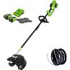 Greenworks 40V Decespugliatore a Batteri + 4.8m filo da taglio