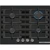 Bosch PNP6B6K40 Serie 4, Piano cottura a gas, 60 cm, Vetro temperato, Griglie ghisa lavabili in lavastoviglie, Nero