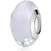 Nbsameng Ciondolo in vetro di Murano, in argento 925, per braccialetti e collane Pandora, regalo per donne e ragazze, taglio diamante (bianco), Argento