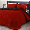 downluxe Set di biancheria da letto California King, in piuma d'oca leggera, reversibile, 3 pezzi, con 2 federe reversibili (rosso/nero)