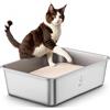 ICOYEA Lettiera Acciaio Inox per Gatti, Lettiera Grande Aperta per Gatto Grandi, Piccoli e Conigli, Lettiera Gatto per Gatti Antiaderente, Facile da Pulire, Sabbiera XXL Alta, Antiodore e Spaziosa