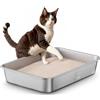 ICOYEA Lettiera Acciaio Inox per Gatti, Lettiera Grande Aperta per Gatto Grandi, Piccoli e Conigli, Lettiera Gatto per Gatti Antiaderente, Facile da Pulire, Sabbiera XXL Alta, Antiodore e Spaziosa