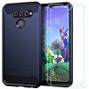 DQG Custodia per LG Q60 (6.26), Ultrasottile Fibra di Carbonio Silicone Case TPU Shell Morbida Copertura Cover + [2 Pezzi] Pellicola Protettiva in Vetro Temperato