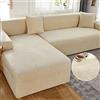LJQAIZYL Copridivano Impermeabile,Copri Divano Angolare Elasticizzato con Penisola A Sinistra/Destra,Copertura Divano a L Antigraffio,Jacquard Chaise Longue Fodera per Divano (Beige, 3seats+3seats)
