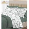 PELLECCHIA 1969 | Set Completo Letto 100% Cotone Percalle Italiano - Morbido Delicato Made in Italy Lenzuolo sopra + sotto con Angoli + Federe (Pois Verde Salvia, Matrimoniale)
