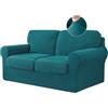 BXFUL Copridivano Elasticizzato con Schienali Separati E Cuscini Seduta, Copridivano Antiscivolo con Fascia Elastica, Proteggi Mobili Jacquard (2 Posti,Blu)