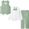 LOLANTA 4 Pezzi Completo Cerimonia Elegante Bambino, Ragazzi Paggetto Matrimoni Battesimo Abito in Lino Gilet Suit Set, Blu, 11-12 Anni, 160