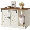 Hzuaneri Mobile Lettiera per Gatti, Mobile per Lettiera Gatto con Campana per Gatti, Casa per Gatto da Interno, 80 x 50 x 53 cm, per Corridoio, Camera da Letto, Marrone Rustico e Bianco CB82414X