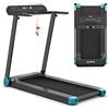 GYMAX Tapis Roulant Pieghevole, Tapis Elettrico Salvaspazio con Display a Led, Tappetino da Passeggio Portatile, Bluetooth e Rulli Integrati, Tapis Roulant Compatto per Ufficio, Casa (Blu)