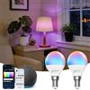Aigostar Mesh - Lampadine Smart Bluetooth 6.5W G45 E14 LED, Works With Alexa, 555LM RGB & 2700K-6500K, 2 Unità (Con Telecomando Bluetooth)
