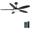 Surtime 137 cm Ventilatori a soffitto con luci e telecomando, Nero esterno con 3 colori dimmerabili e 6 velocità, Motore DC reversibile silenzioso, Moderno LED per soggiorno, patio, cucina