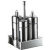Topyond Set Dispenser Per Olio E Aceto, Set di Ampolle in Acciaio Inossidabile 304 con Saliera E Pepe, Contenitore Per Aceto E Bottiglia di Olio D'oliva, Supporto Base Elegante Per Uso Cucina Ristorante