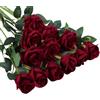 RHQFDM 12 Pezzi Rose Rosse Artificiali,51cm Rose Finte per Decorazioni,Fiori Artificiali di Seta,Rose Artificiali Realistiche,Rose Finte per Decorazione Della Casa,Giardino e Matrimonio(Rosso Scuro)
