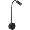 HVZUM Lampada da lettura a LED 3 W, 3000 K, lampada da parete per interni, a collo di cigno flessibile, girevole a 360°, con interruttore (nero)