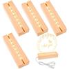 BAIFULAI 4 piedistalli a LED, 20 cm, base in legno, base luminosa, base luminosa con interruttore USB, colori caldi, supporto in legno, per blocchi di vetro, cristalli, vetro, resina, arte