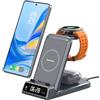 SwanScout 3 in 1 Caricatore Wireless per Samsung S26 Ultra, Stazione di Ricarica per Samsung S26/S25/S24, Base di Ricarica per Galaxy Watch 8/8 Classic/Ultra/7/6, Galaxy Buds 4 Pro, SwanScout 703S (No Adapter)
