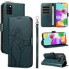 Bravoday Cover per Samsung Galaxy A41, Custodia in PU Pelle Portafoglio Flip Schede con Slot per Carte, Magnetica Antiurto Cover per Galaxy A41, Verde Scuro