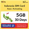 TSIM SIM Indonesia | Piano Super Economy Ricaricabile 5GB! Attivazione automatica, validità 30 giorni | Velocità 5G + Hotspot | Solo Dati Nessun Numero di Telefono