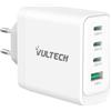 VulTech CC100-3C1A Caricatore Universale Notebook, iPhone,Samsung,Xiaomi,Oppo,Google Pixel,Realme Smartphone Tablet 100W GaN USB + 3x Type-C/USB-C PD3.0 QC3.0 PPS bianco - compatto