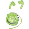 SMART-J Clear Beat Cuffie Auricolari Wireless Bluetooth 5.3, Design Trasparente, Suono Cristallino, Impermeabili IPX4, Custodia con Ricarica Smartphone, Microfono Integrato, Autonomia 2-3 Ore, USB-C (Verde)