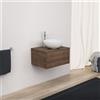 Inda Mobile bagno 60 cm Rovere castano con 1 cassetto e lavabo in appoggio - Diamante