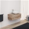 Inda Mobile bagno 80 cm Rovere naturale con 1 cassetto e lavabo in appoggio - Diamante