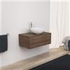 Inda Mobile bagno 80 cm Rovere castano con 1 cassetto e lavabo in appoggio - Diamante