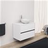 Inda Mobile bagno 80 cm Bianco opaco con 2 cassetti e lavabo in appoggio - Diamante